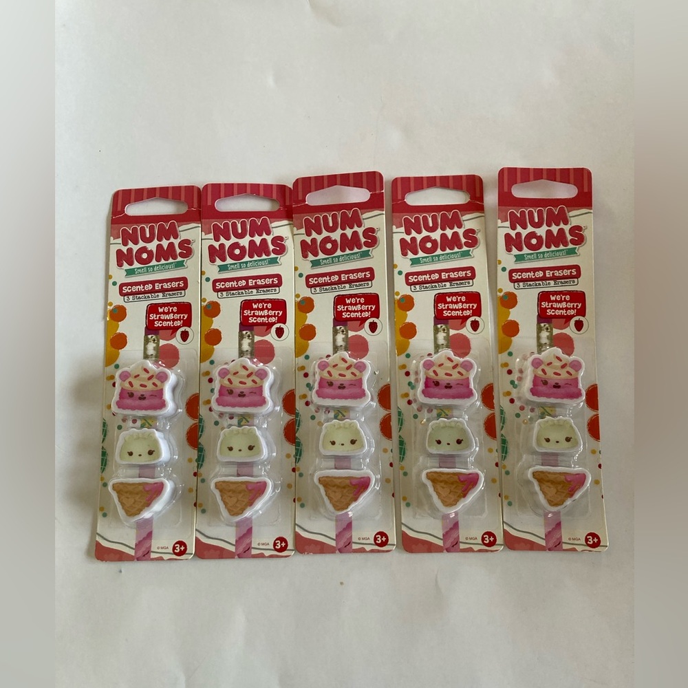 NEW Num Noms 3 pack stackable scented erasers lot of 5